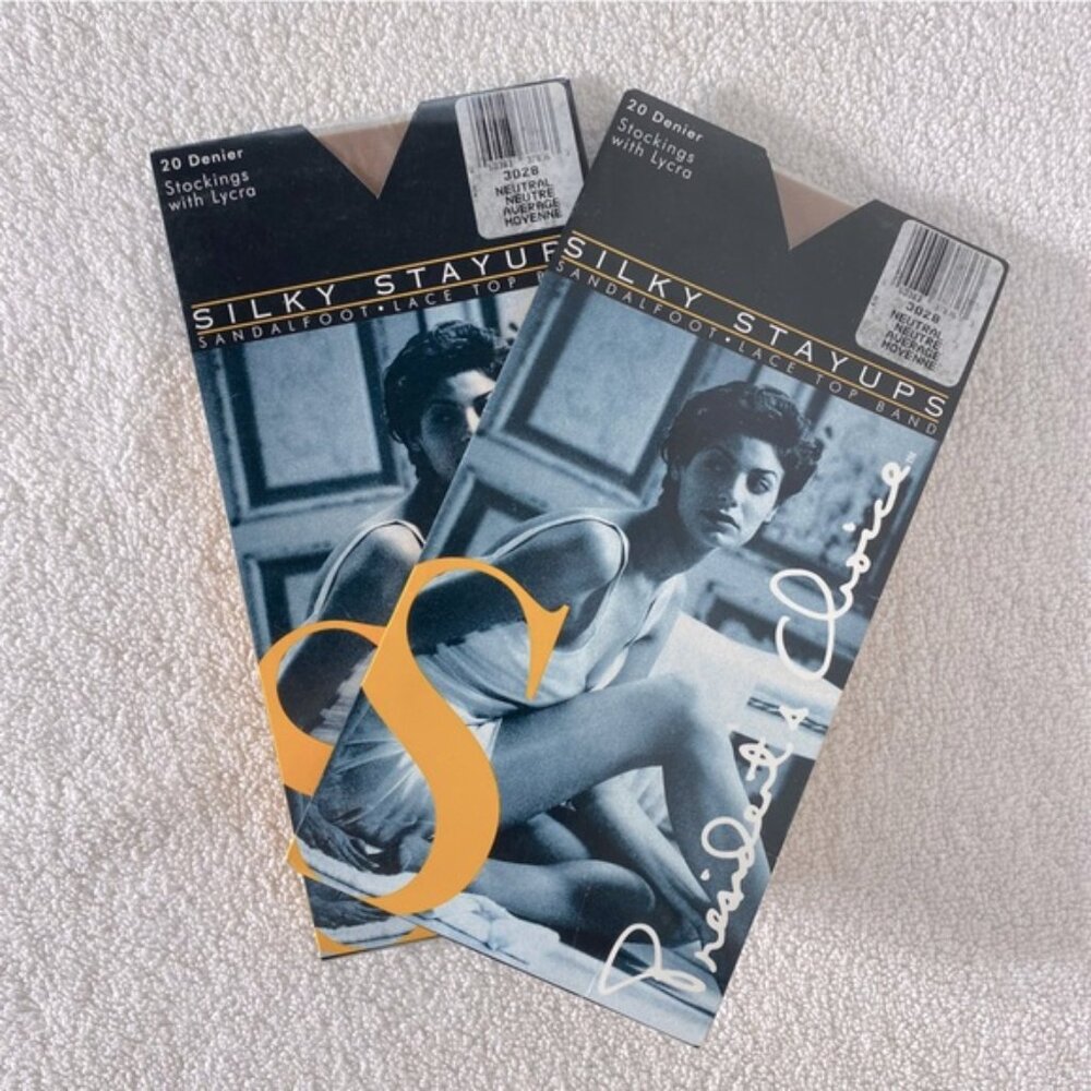 Vintage Presidents Choice Silky Stayups Stockings Pantyhose Neutral x2
